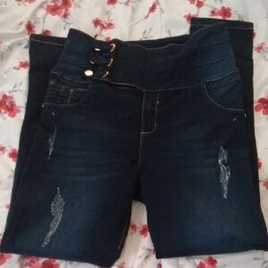 Elegant High Rise Dark Blue Jeans